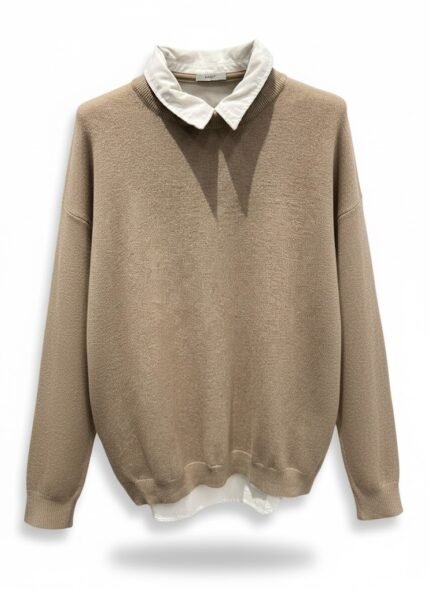Layered sweater - white and beige