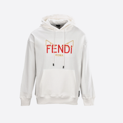 Fendi White Hoodie with Red Logo